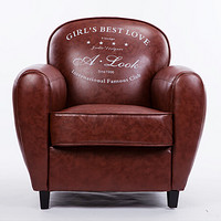 洛克菲勒 棕红色美式复古沙发小户型服装店网咖酒吧咖啡厅单人小沙发迷你