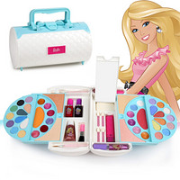 芭比儿童化妆品玩具女孩生日儿童节礼物口红指甲油眼影彩妆化妆盒套装组合 芭比娃娃公主梦幻美妆手提包