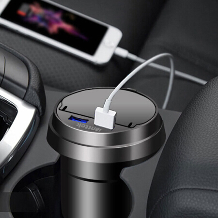 爱蚁( ianttek ) 车载充电器 车载烟灰缸 汽车烟灰缸 点烟器多功能双usb一拖二带盖AY-02黑色