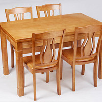 盛世凯美 实木简约餐桌 一桌四椅饭桌餐椅组合 橡木