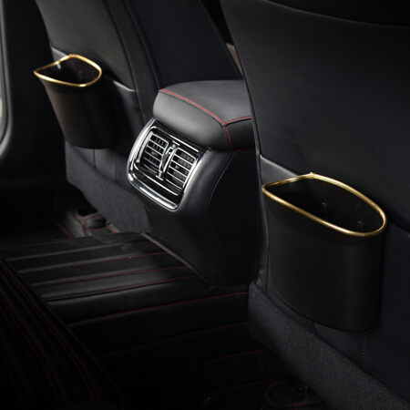 九百 汽车收纳盒车载垃圾桶车用杂物储物盒后排椅背门边挂式大容量置物桶WY-940金色