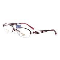 SEIKO 精工 女款酒红色镜框酒红色镜腿金属半框光学眼镜架眼镜框 HTO-2062-188 51MM