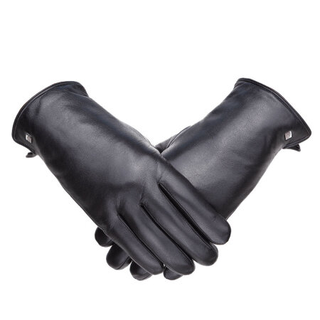 Crocodile 鳄鱼恤 真皮加厚加绒柔软山羊皮男士手套防风防寒冬季骑行保暖手套19841101-01B 黑色 XL