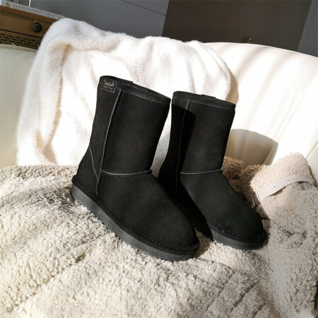 艾斯臣 ACESC 防水雪地靴女加绒ins百搭保暖时尚网红棉鞋A19420720 黑色 39