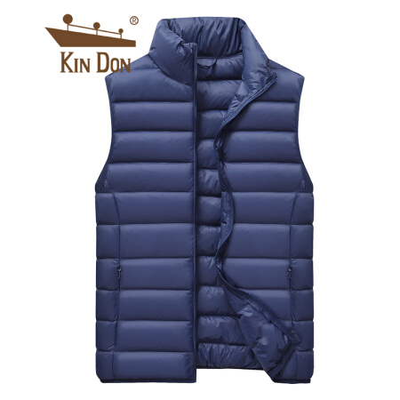 金盾 KIN DON 马甲男士 2019秋冬新款男士立领纯色轻薄羽绒服马夹背心外套上衣 JS-19QJ006 藏青 3XL