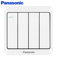 Panasonic 松下 开关插座 带荧光四开单控开关面板 86型墙面开关 雅悦白色 WMWA517-N