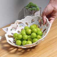 希尔（SHALL）果盘 欧式创意沥水镂空水果盘家用客厅水果篮 玫瑰香草浅果盘990610（2个装）