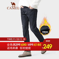 骆驼（CAMEL）男装 2019冬季新款加绒加厚牛仔裤男青年直筒宽松休闲长裤潮 D9X316343H 黑色 40