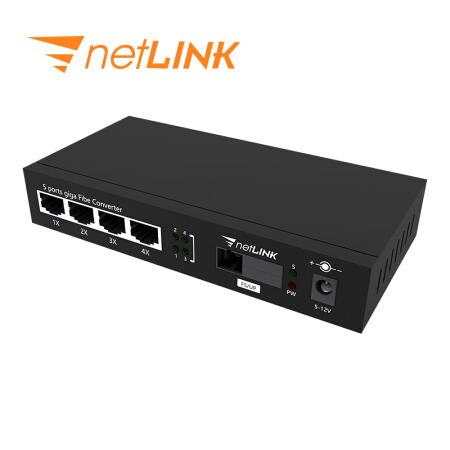 netLINK HTB-GS-03/4GE-80B 千兆1光4电单模单纤光纤收发器 光电转换器 电信级 一台