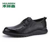 木林森（MULINSEN）潮流男鞋 都市日常男士牛皮商务休闲鞋绅士皮鞋时尚鞋子 黑色 38码 SL97313