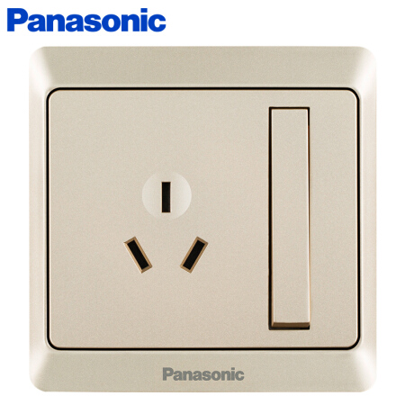 Panasonic 松下 开关插座 三孔16A带单控开关插座 86型墙面开关 雅悦香槟金 WMWA608Y-N