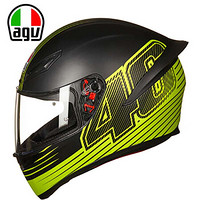 AGV 头盔 K1 TOP 四季通用 广角通风透气全盔跑盔 意大利机车赛车骑行头盔 哑黑黄 EDGE 46 XL