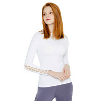 范迪慕 瑜伽长袖上衣女秋冬打底弹力修身速干健身运动瑜伽T恤 C081-白色-单件上衣-S