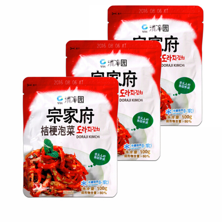 清净园 宗家府 桔梗泡菜 100g*3（辣白菜 咸菜 方便面伴侣 下饭菜）