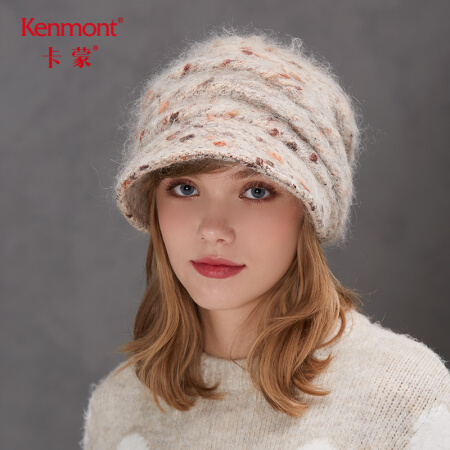 卡蒙 Kenmont km-5000 冬季毛呢帽子女加绒加厚软妹贝雷帽保暖堆堆帽修饰脸型蓓蕾帽 驼色 可调节(57.5cm)