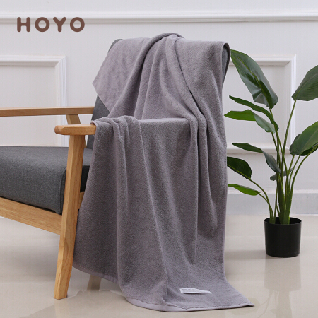 HOYO和风浴巾裹巾加大浴巾家用吸水柔软浴巾 烟灰色 140*70cm