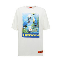 HERON PRESTON 19秋冬新品 男士白色标志印花图案棉质圆领短袖T恤 HMAA001F197600010288 L码