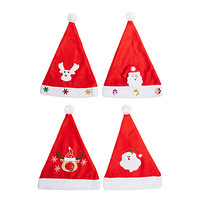 爸爸妈妈（babamama）圣诞帽子 圣诞节机绣烫花圣诞帽 2成年人2儿童圣诞节礼物帽子 4个装 B9021