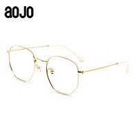 aojo 眼镜框男女中性不规则近视眼镜架简约百搭复古平光镜防蓝光FAFUN9007 C03