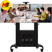 NB AVG1800-65-2A(40-65英寸)液晶电视双屏支架拼接屏移动推车电视立式支架落地视频会议机柜商用机箱黑色