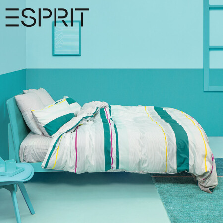 ESPRIT 埃斯普利特 家纺 美棉纯棉条纹四件套 全棉床单被罩 简约宜家风 1.5米床 200*230cm