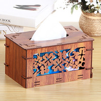 雅皮仕 中式纸巾盒餐巾纸盒 单层 创意雕刻木质家用客厅茶几抽纸盒子纸抽盒 花梨木纹