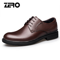 零度(ZERO)男士头层牛皮软面低跟柔软舒适时尚商务休闲鞋子 Z93935 暗棕 41码