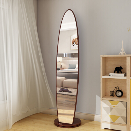 ANERYA 安尔雅 椭圆穿衣镜现代简约移动旋转落地镜 卧室试衣镜家用多功能客厅家居镜子 棕色