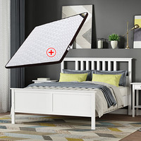 杜沃 汉尼斯床 现代简约实木床双人床卧室家具床带床垫组合 1.5米汉尼斯白床+美汐棕榈床垫