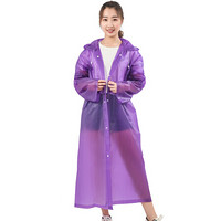 陌序 MoXu 成人雨衣半透明磨砂时尚雨衣非一次性雨衣男女士长款带帽加厚雨衣 均码 VA612 紫色