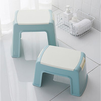 haoer 好尔 塑料小凳子家用成人换鞋凳防滑加厚浴室方凳带提手中号北欧蓝