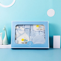 贝吻 婴儿礼盒新生儿衣服11件套宝宝满月礼百日礼婴儿用品套装1101-B 蓝色保暖款 0-3个月