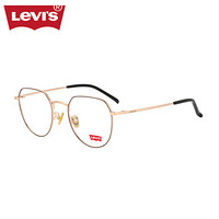 Levi's 李维斯 眼镜框 全框近视眼镜架黑金色潮流时尚金属近视眼镜架男女士款 眼镜架 LS105330ZC C01 50mm