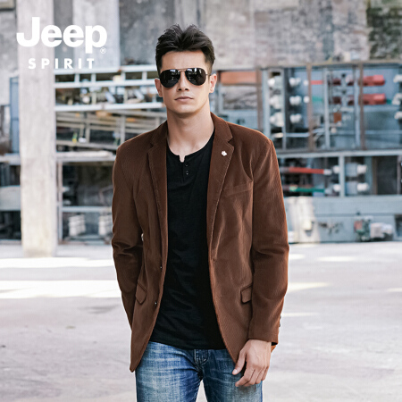 吉普 JEEP 休闲西服男2019春秋季新款中青年男士外套商务宽松百搭西装品牌男装 XY0050 咖啡色 3XL