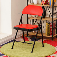 佐盛折叠椅实用会议椅培训椅洽谈椅家用会客椅办公椅黑腿 红面
