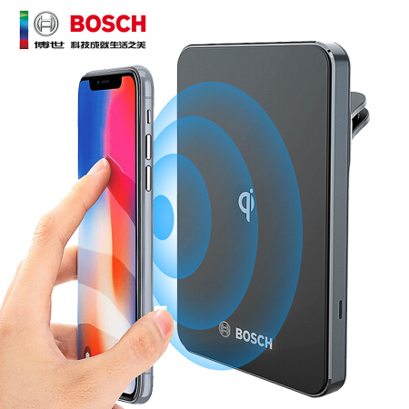 博世（BOSCH）苹果手机专用无线充电器 7.5W/10W快充车载无线充电器支架 适用iPhoneXS/Max/XR/8Plus 黑色