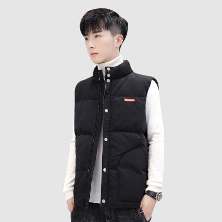 俞兆林马甲男立领加厚韩版时尚修身坎肩学生青年棉马甲2019冬YMMJ1910153黑色3XL