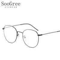 SooGree防蓝光眼镜男女光学镜架近视眼镜框复古简约圆框G3551 防蓝光1.74镜片适合800-1000度