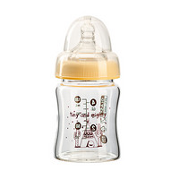 黄色小鸭（PIYOPIYO） 小梦想家玻璃奶瓶新生儿宽口径玻璃奶瓶防摔速冲奶瓶120ml 330190