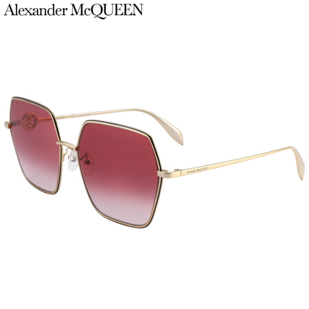 亚历山大·麦昆(Alexander(McQ)UEEN)太阳镜女 墨镜 红色镜片金色镜框AM0226SK 004 60mm