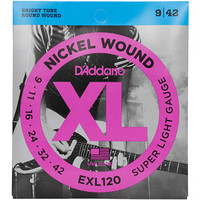 达达里奥（D'Addario）EXL120美国进口电吉他琴弦 碳素镀镍钢弦 极软09-42