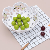 希尔（SHALL）果盘 欧式创意沥水镂空水果盘家用客厅水果篮 玫瑰香草深果盘990510（2个装）