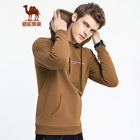 骆驼（CAMEL）男装 青年长袖修身套头连帽字母休闲卫衣男D8Q203547咖啡_M