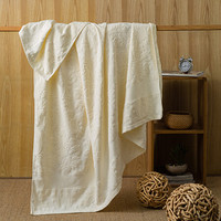 迎馨家纺 全棉提花纯色毛巾被 多功能透气空调毯子午睡沙发四季毯盖毯 米黄色 150*200cm