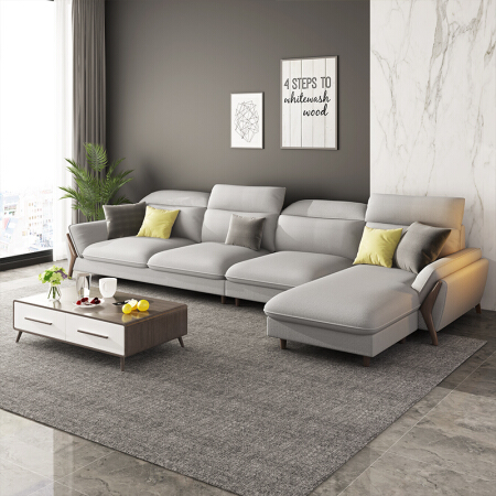 A家家具 沙发 北欧轻奢小户型客厅布艺沙发 现代简约组合沙发（三色可选 留言备注）三+左贵妃 DB1569