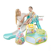 澳乐滑滑梯儿童室内家用幼儿园宝宝游乐场加厚滑梯玩具带篮球架 宇宙飞船滑梯+投篮球池+7.0cm300装海洋球