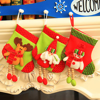 爸爸妈妈（babamama）圣诞袜礼物袋 圣诞袜子老人雪人鹿长脚圣诞袜糖果树挂件 3个小号装 B9026