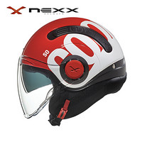 NEXX SX.10 COOL酷系列 亚洲版型 休闲半盔 双镜片 轻量复合材料电动摩托车头盔 ECE和DOT安全认证 白红色 L