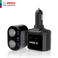 博世（BOSCH）车载充电器点烟器一拖二双USB双点烟口 多功能转换器 电压检测LED数显 PS600数据线套装