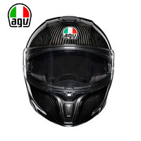 AGV摩托车机车越野双镜片四季拉力个性碳纤维揭面盔全盔头盔 亮黑炭XL